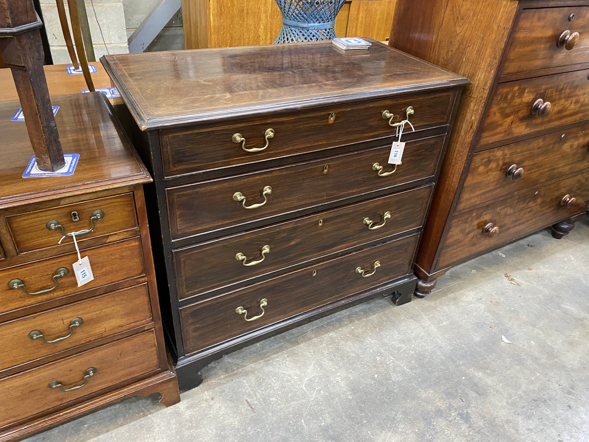 A George III mahogany chest, width 96cm, depth 50cm, height 91cm